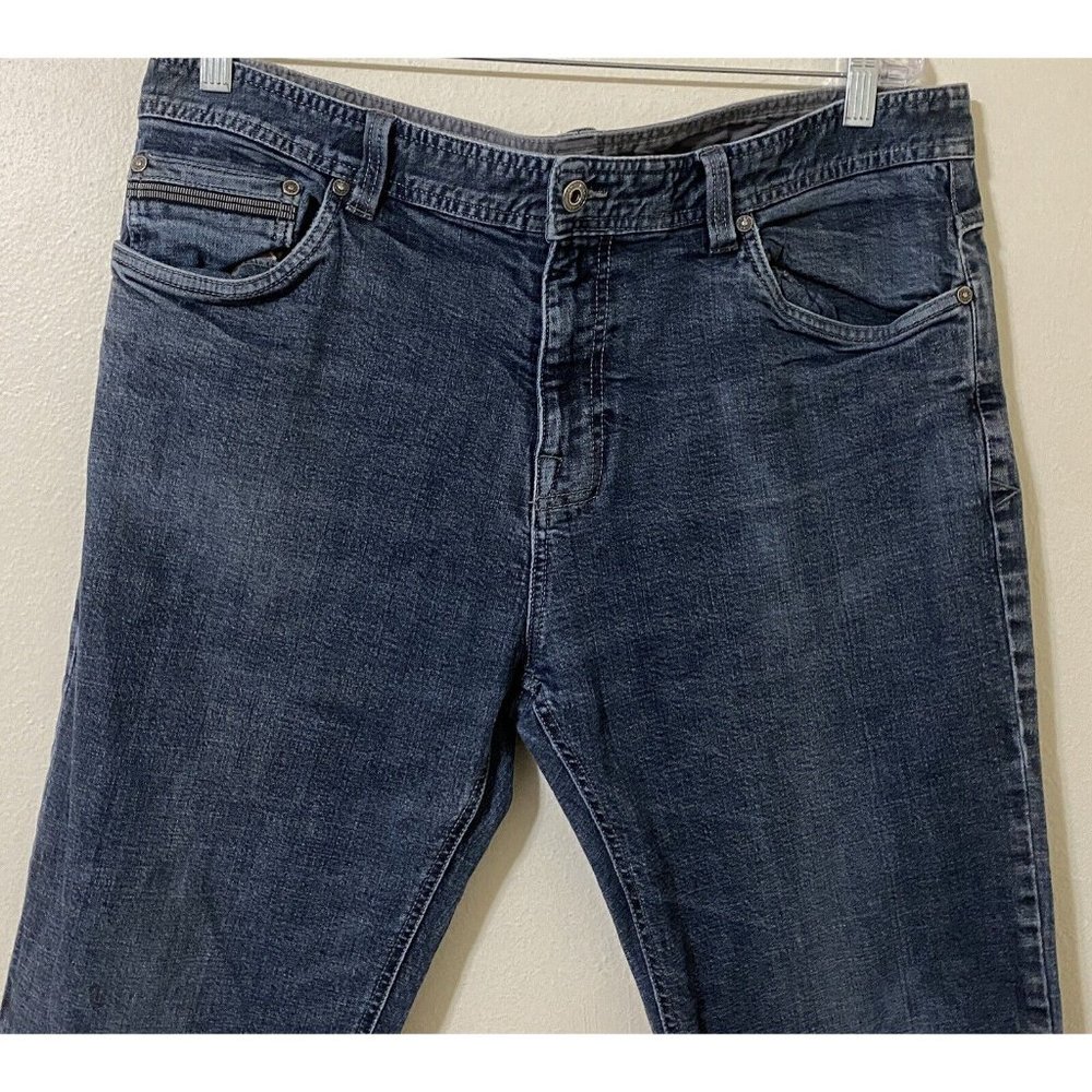 PrAna Men's Size 38 Blue Denim Casual Hiking Jeans 38" x 31" Born In Experience - Picture 2 of 9